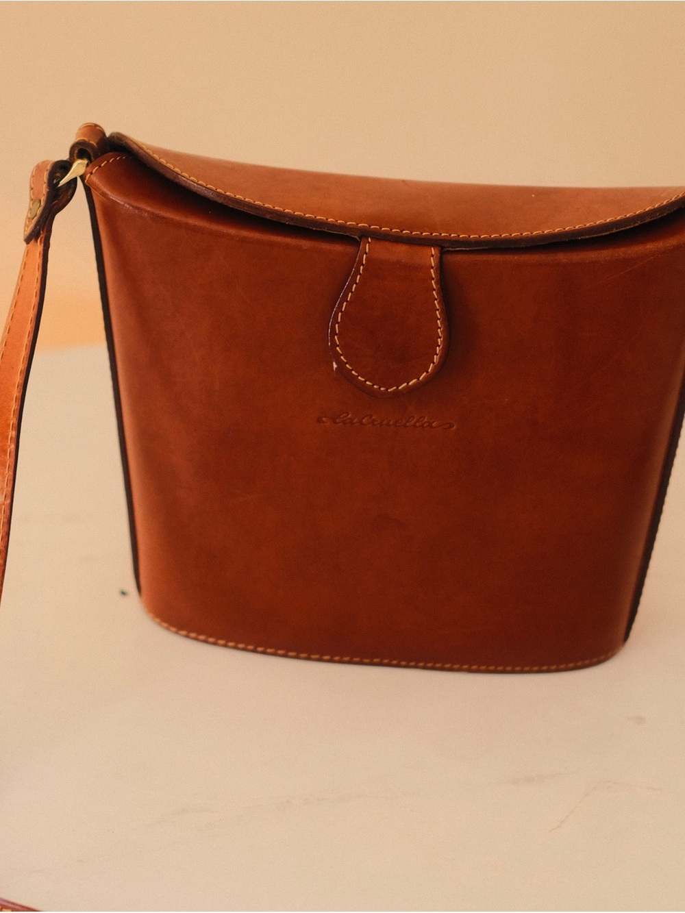 Vintage Tan Leather Saddle Crossbody